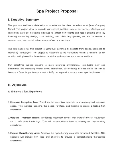 Free Spa Project Proposal Template to Edit Online