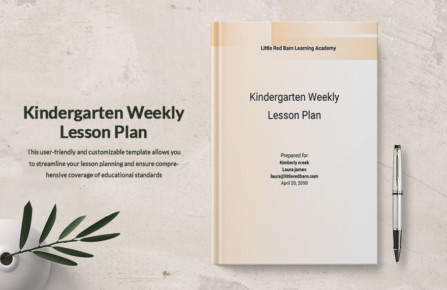 Kindergarten Weekly Lesson Plan Template