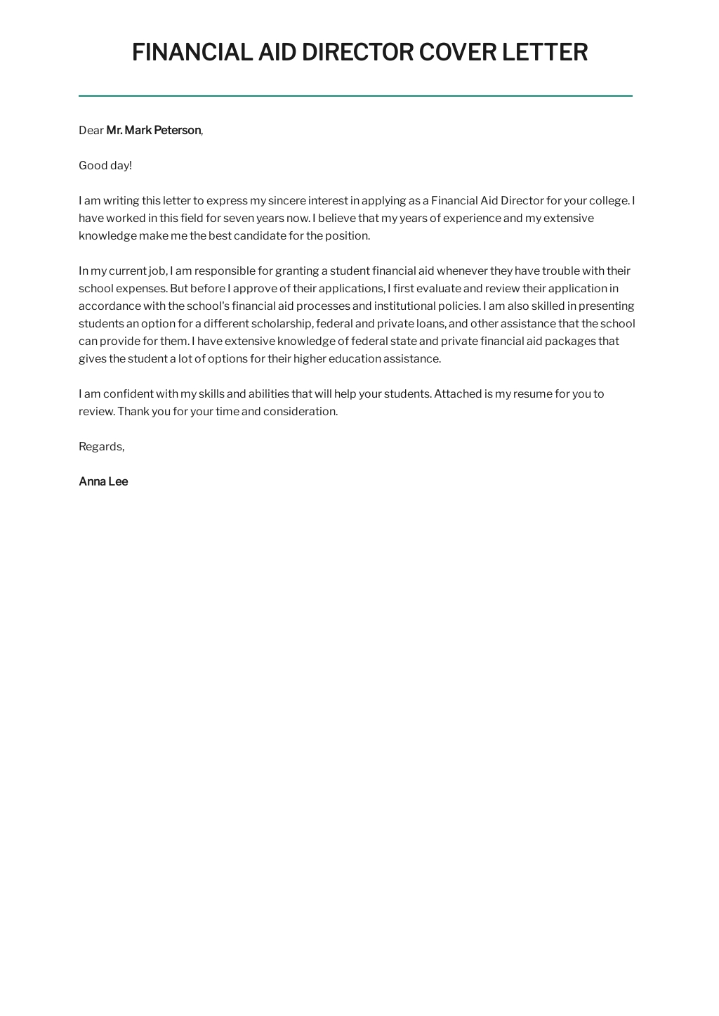 Free Financial Aid Director Cover Letter Template.jpe