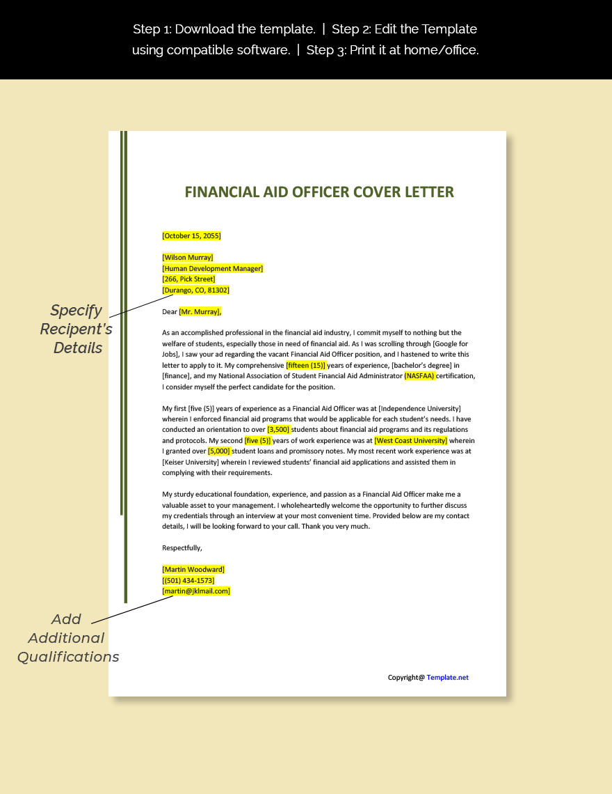 Financial Aid Officer Cover Letter