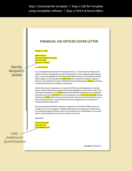 Free Financial Aid Officer Cover Letter Template