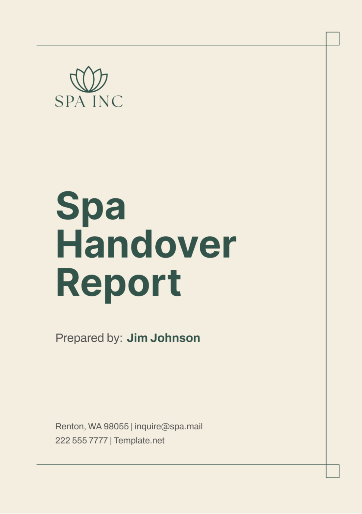 Spa Handover Report Template - Edit Online & Download