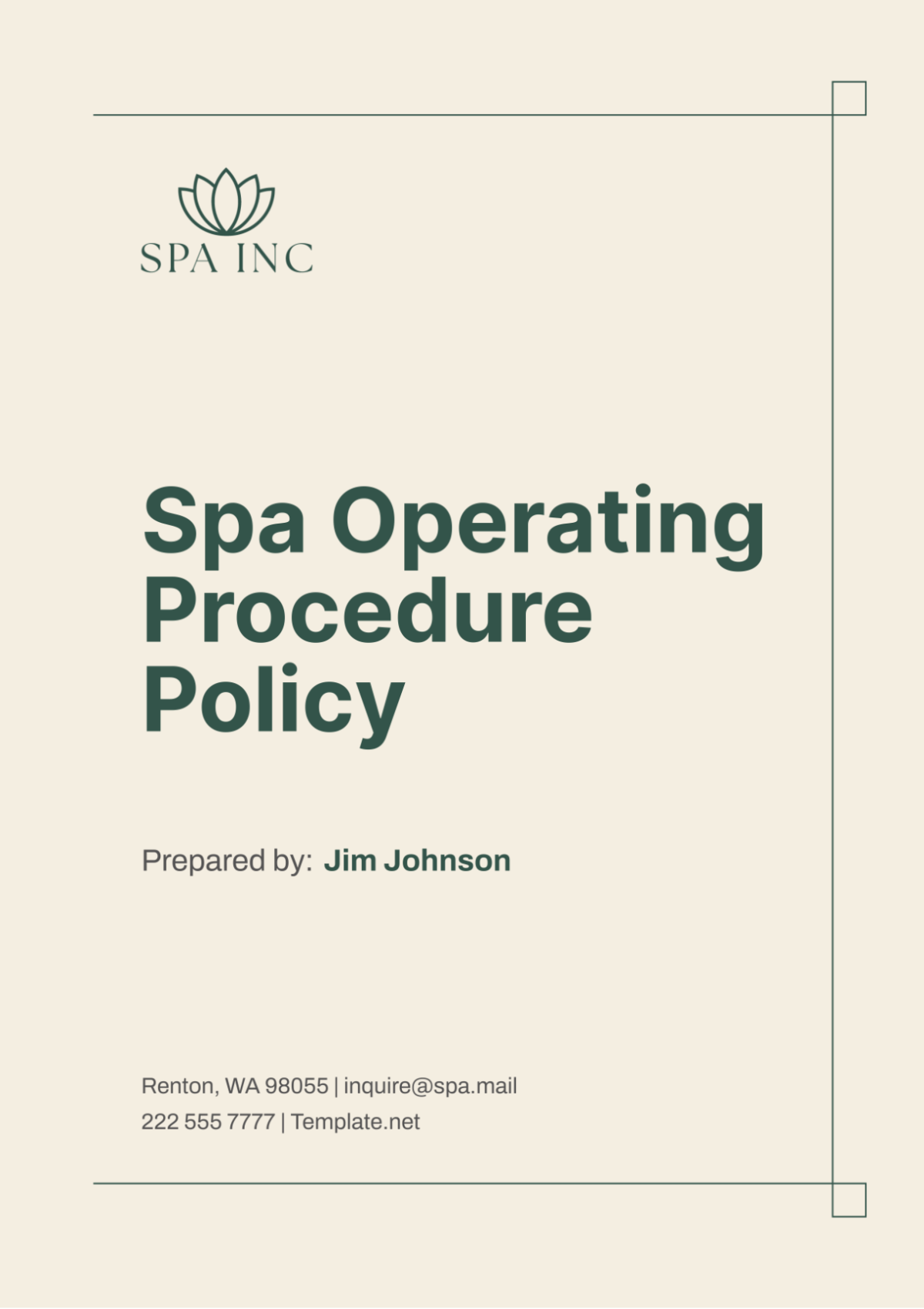 Spa Operating Procedure Policy Template - Edit Online & Download