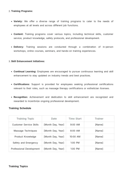 Free Spa Policy and Procedure Template to Edit Online