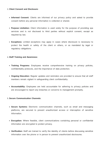 Free Spa Policy and Procedure Template to Edit Online