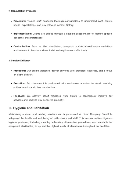 Free Spa Policy and Procedure Template to Edit Online