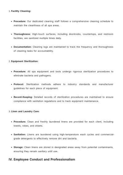 Free Spa Policy and Procedure Template to Edit Online