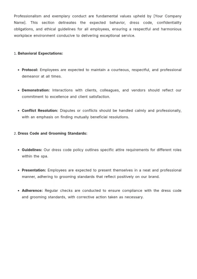 Free Spa Policy and Procedure Template to Edit Online
