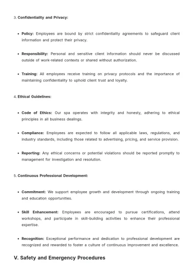 Free Spa Policy and Procedure Template to Edit Online