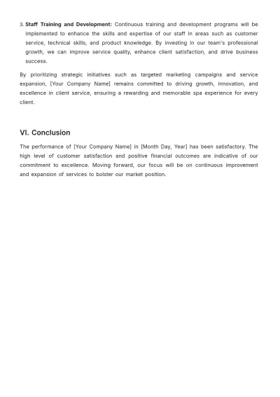 Free Spa Work Report Template to Edit Online
