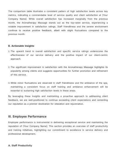 Free Spa Work Report Template to Edit Online