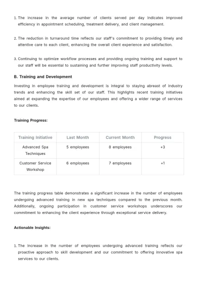 Free Spa Work Report Template to Edit Online