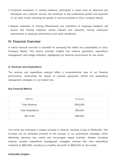 Free Spa Work Report Template to Edit Online