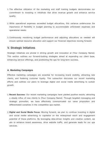 Free Spa Work Report Template to Edit Online