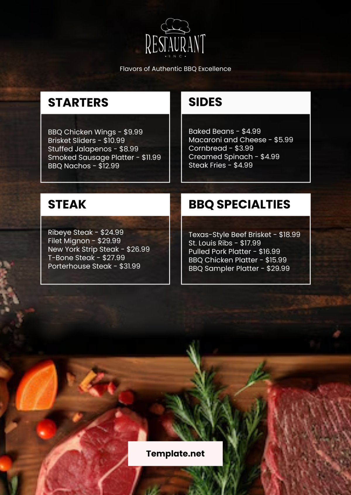 BBQ Menu Template