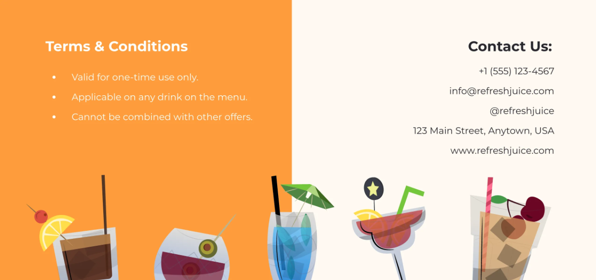 Free Drink Coupon Template to Edit Online