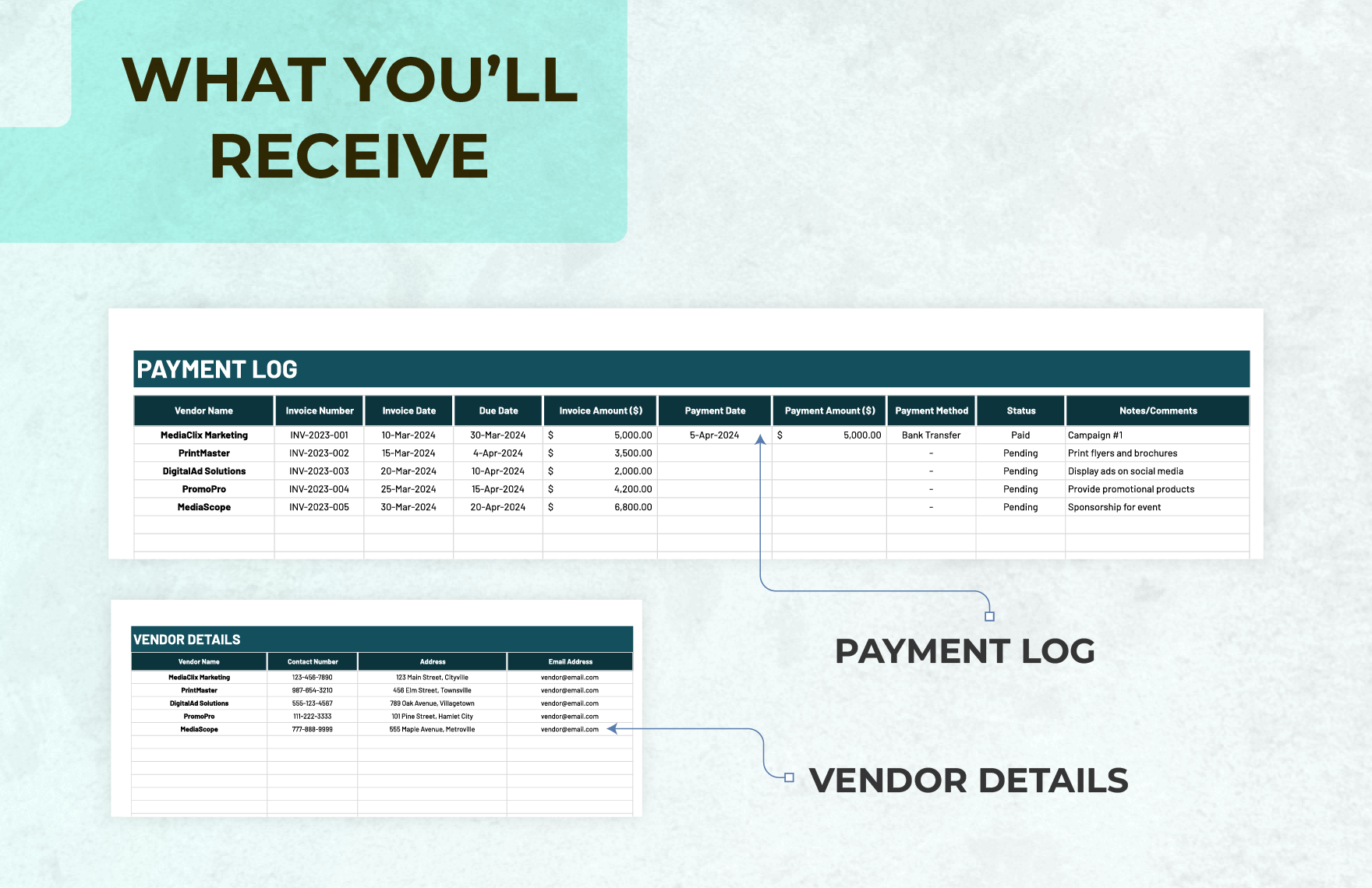 Advertising Vendor Payment Tracker Template