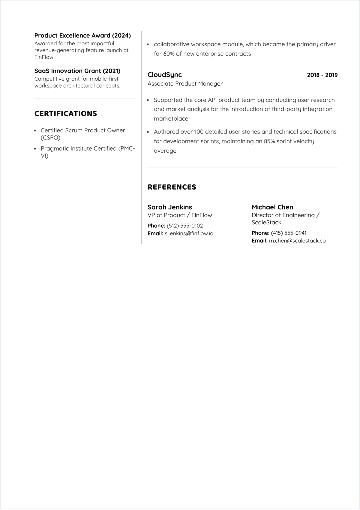 Free Digital Product Manager ATS Resume Template, AI Resume Builder