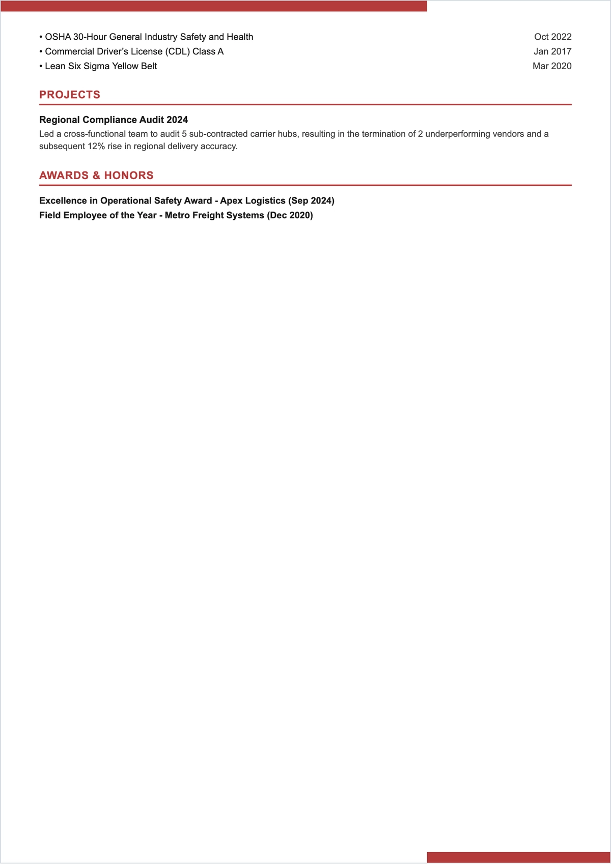 Free Field Executive ATS Resume Template, AI Resume Builder