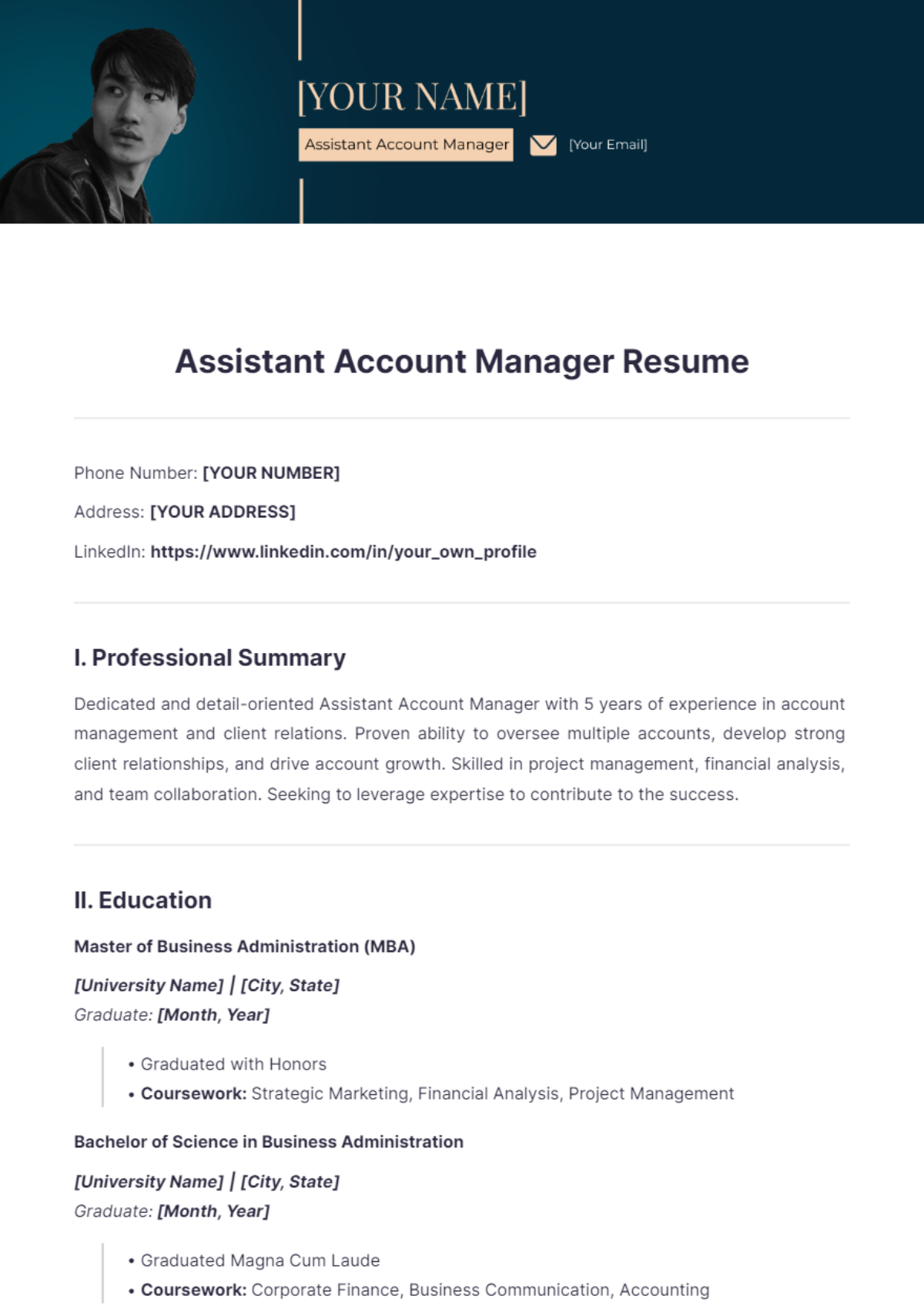 Assistant Account Manager Resume - Edit Online & Download