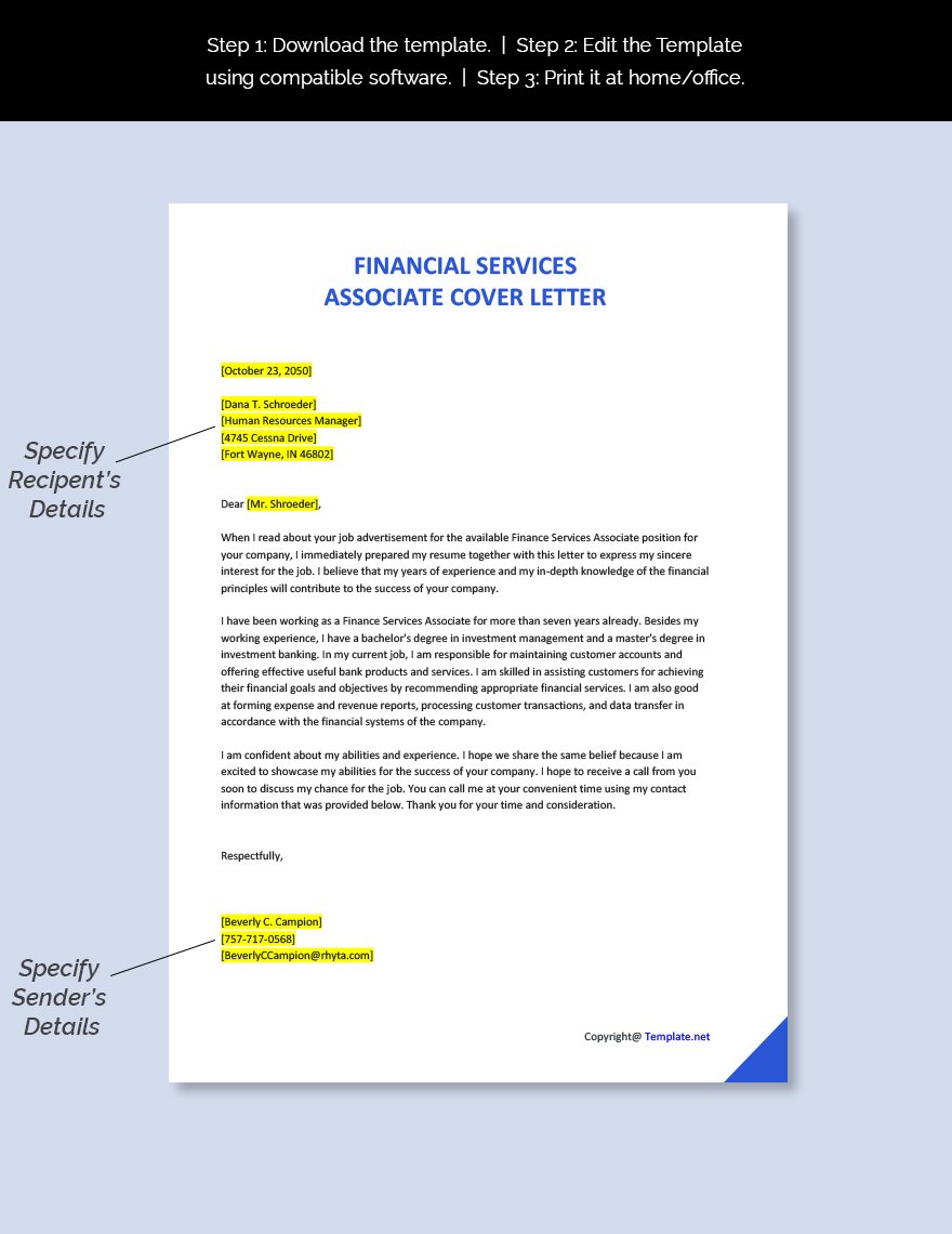 cover letter for finance associate