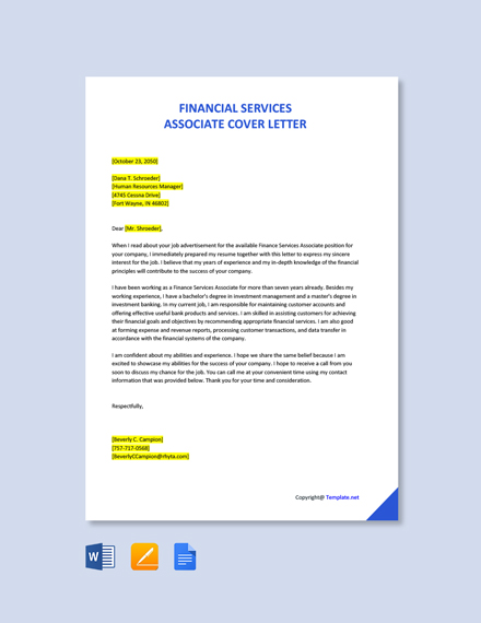 cover letter financial services