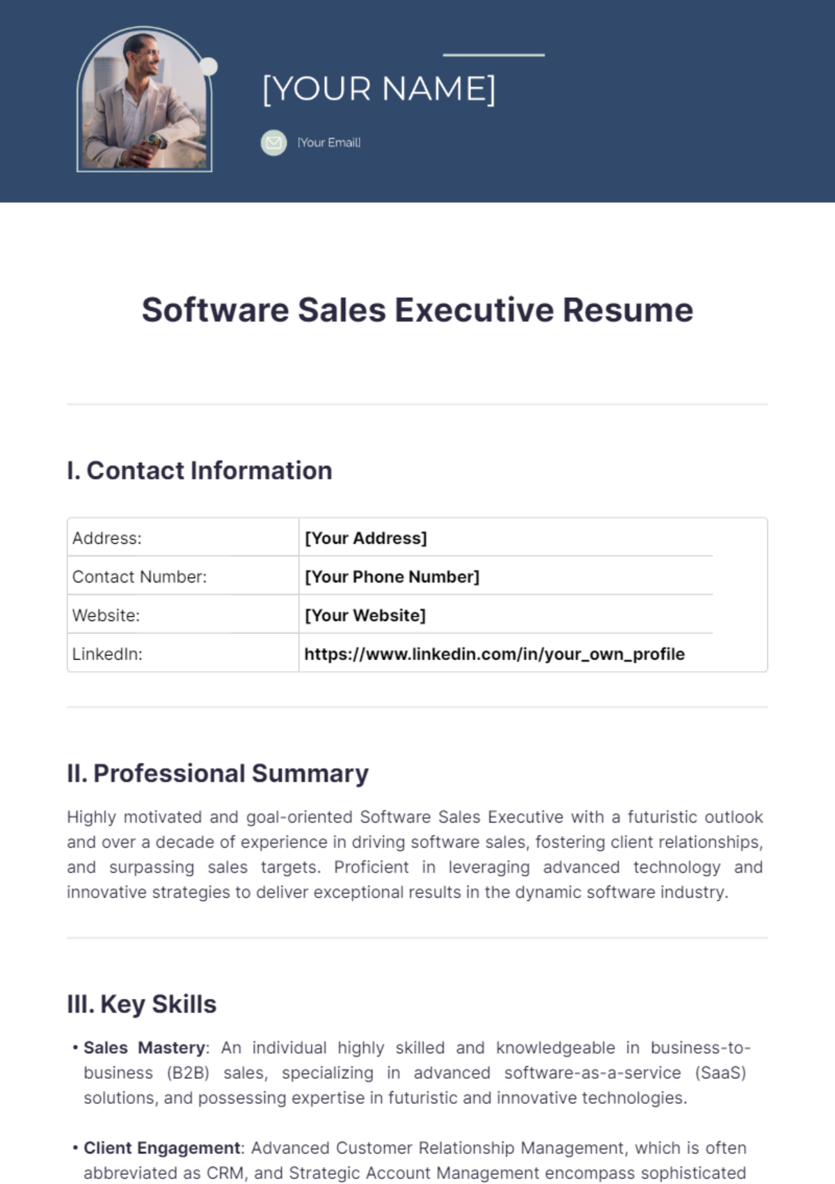 Software Sales Executive Resume - Edit Online & Download