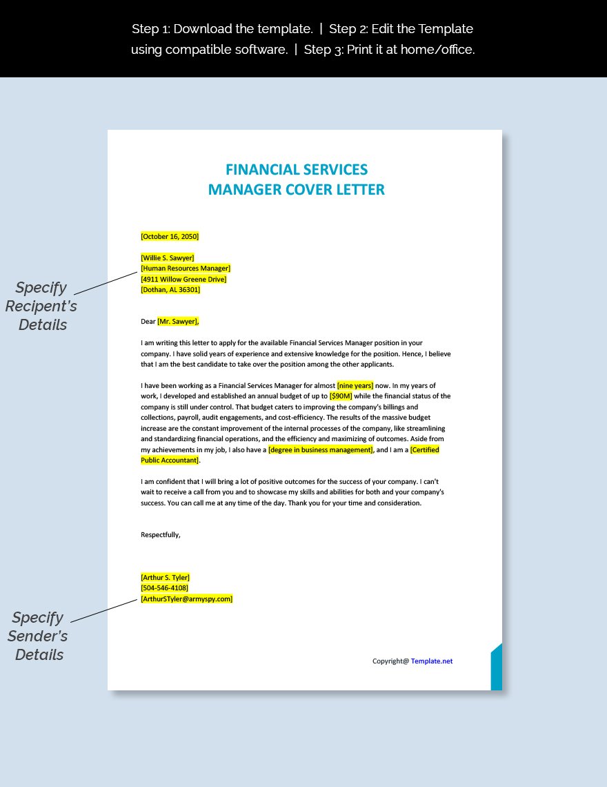 Financial Services Manager Cover Letter