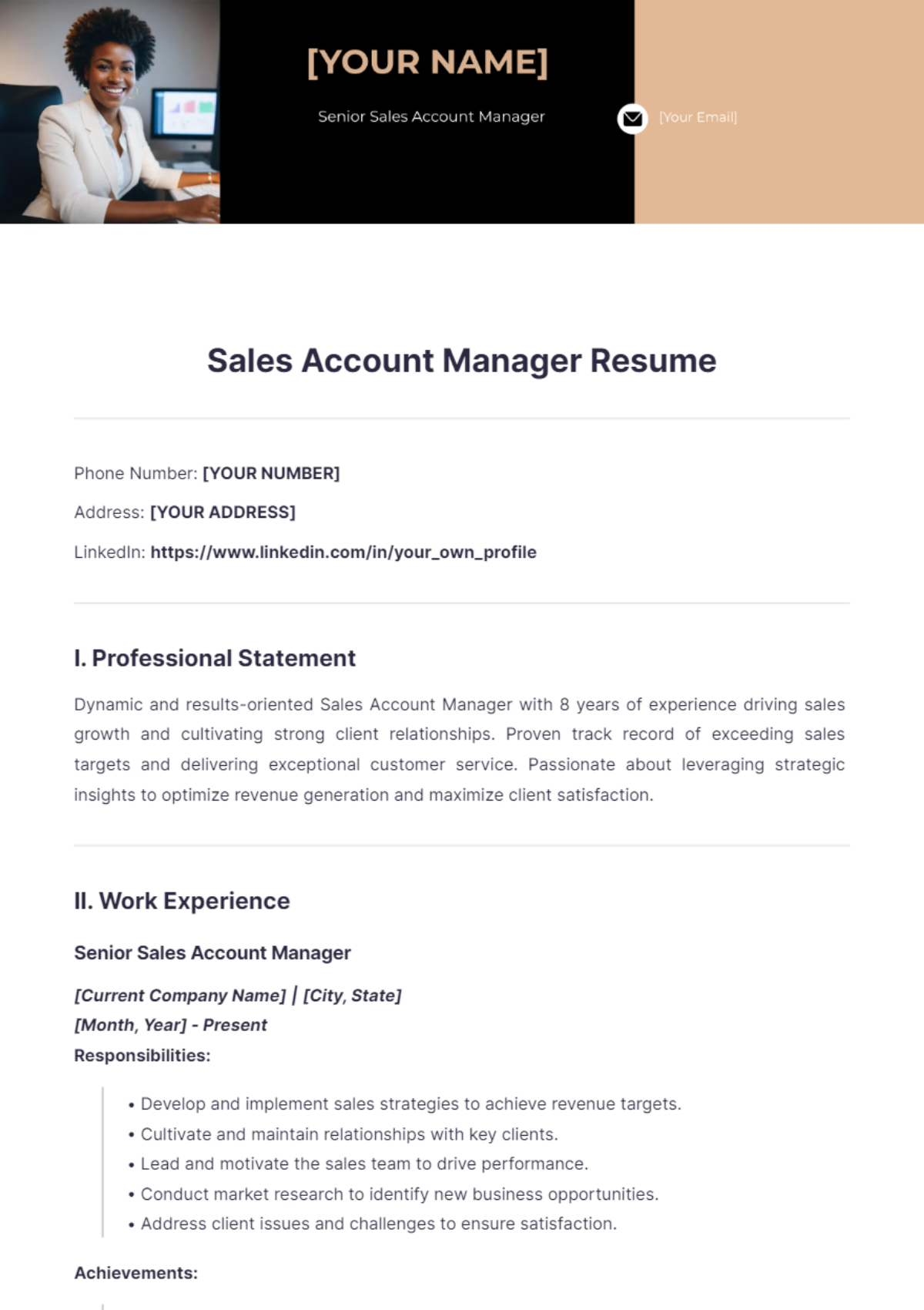 Sales Account Manager Resume - Edit Online & Download