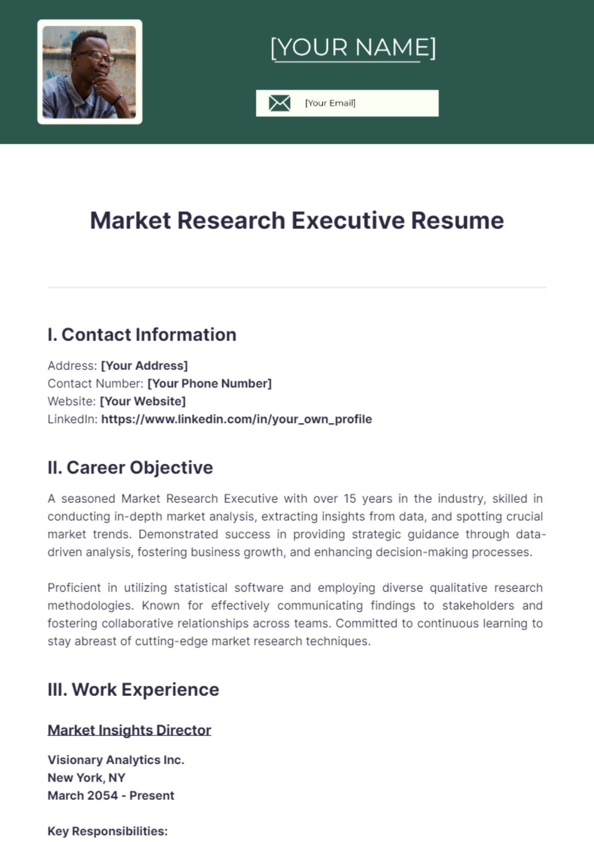 Market Research Executive Resume - Edit Online & Download