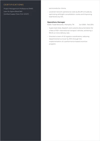 Free Executive Manager ATS Resume Template, AI Resume Builder