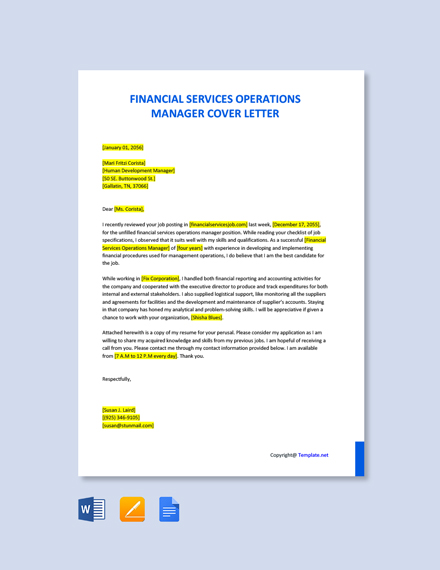 Financial Reporting Manager Cover Letter Template - Google Docs, Word ...