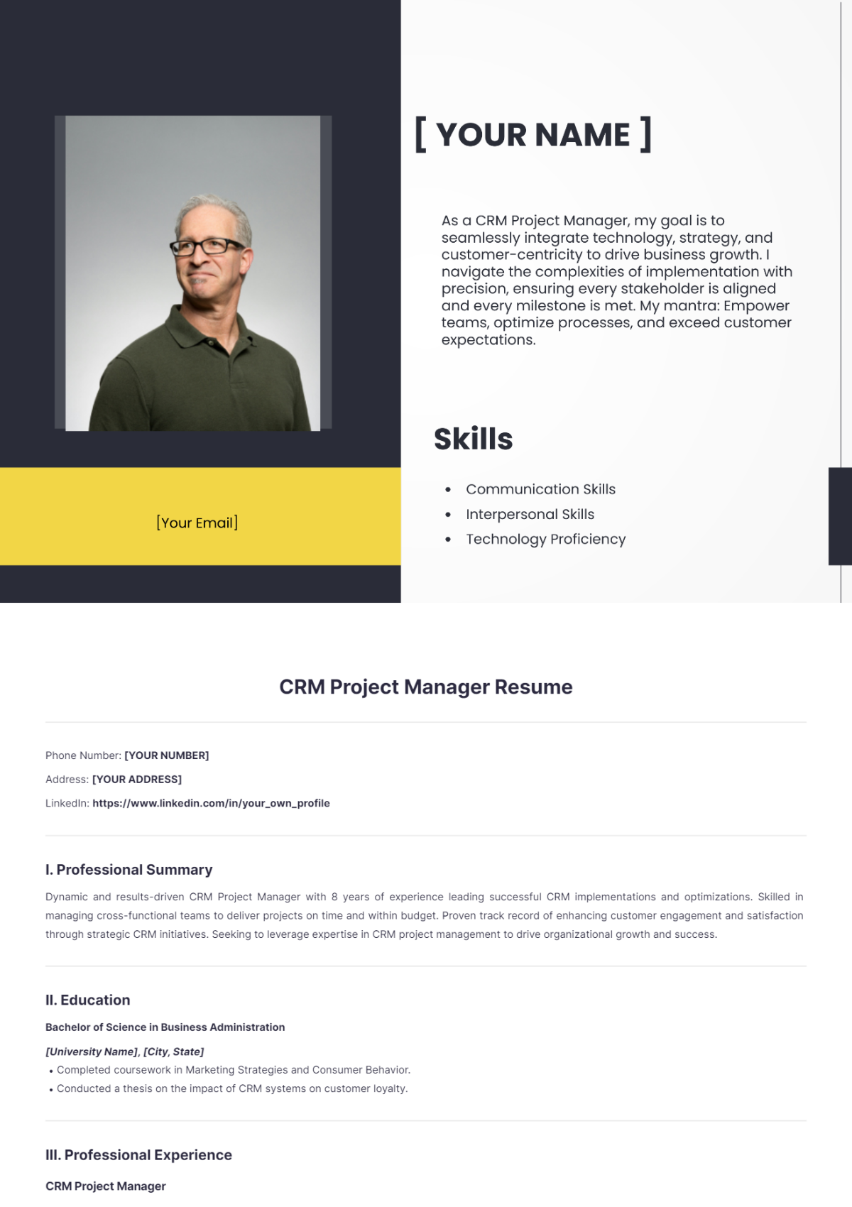 CRM Project Manager Resume - Edit Online & Download