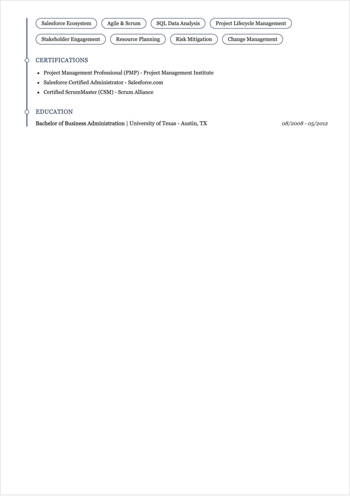 Free CRM Project Manager ATS Resume Template, AI Resume Builder