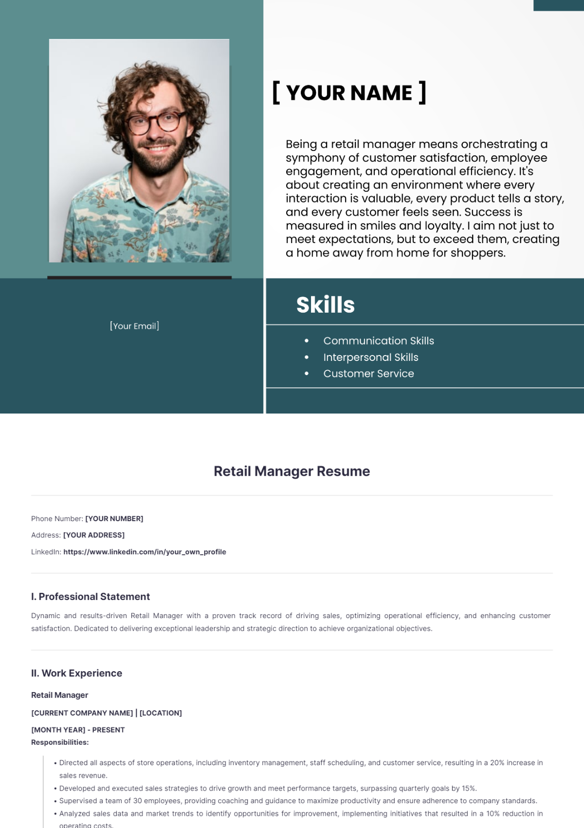 Retail Manager Resume - Edit Online & Download