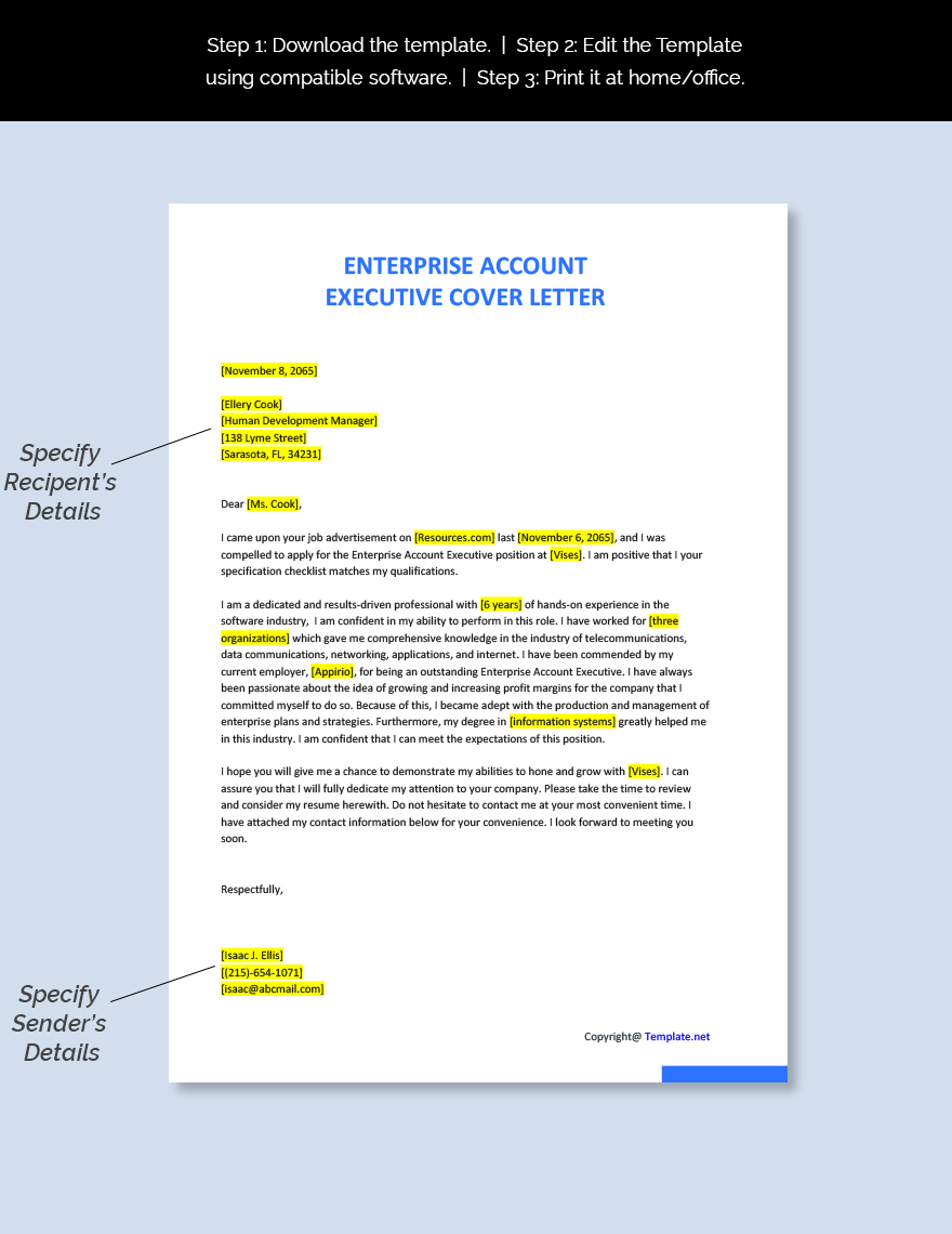 Enterprise Account Executive Cover Letter