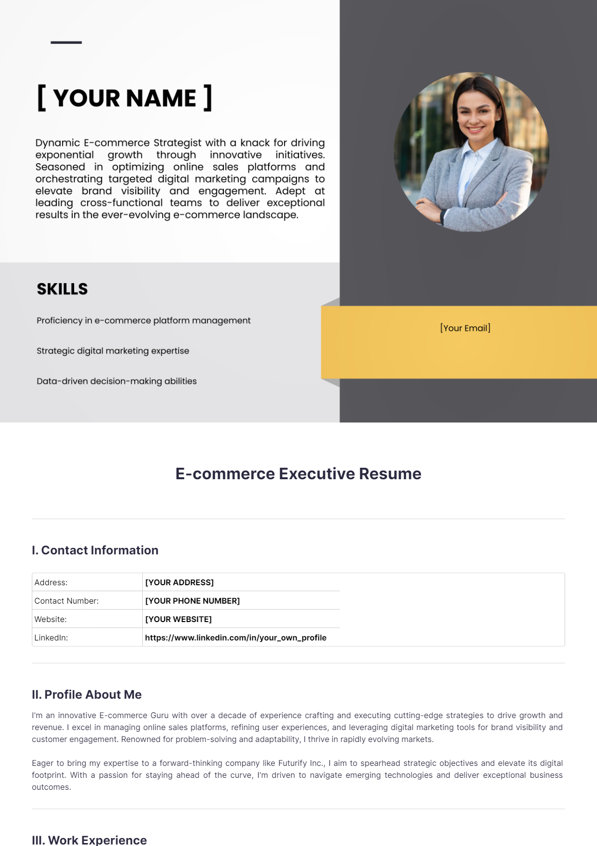 Ecommerce Executive Resume - Edit Online & Download