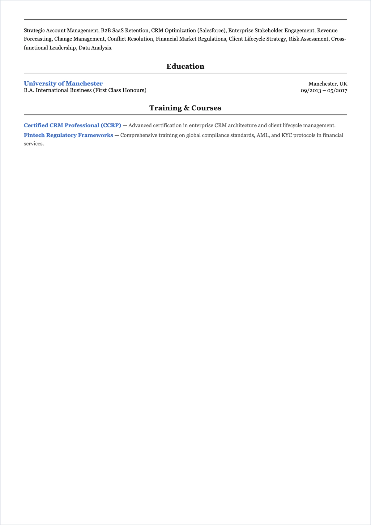Free Client Relations Executive ATS Resume Template, AI Resume Builder
