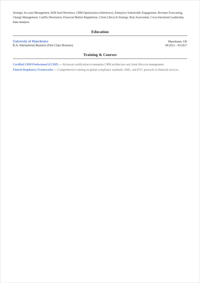 Free Client Relations Executive ATS Resume Template, AI Resume Builder