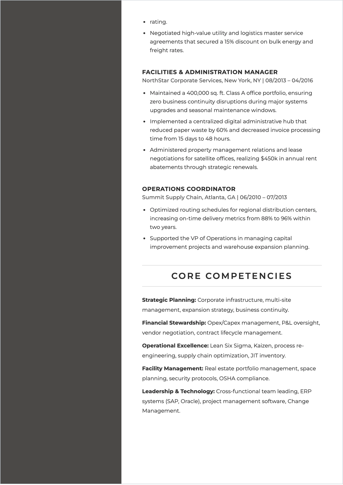 Free Administration & Operations Executive ATS Resume Template