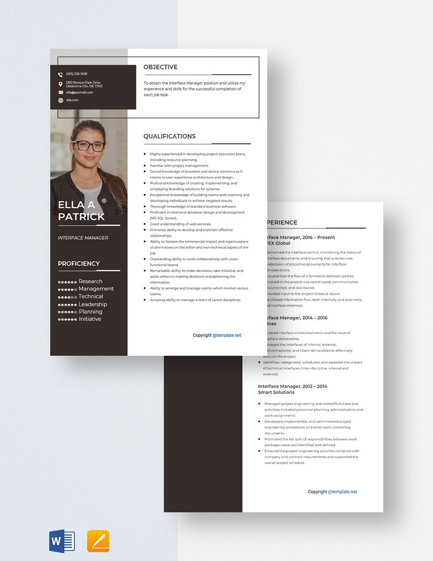 Interface Manager Resume