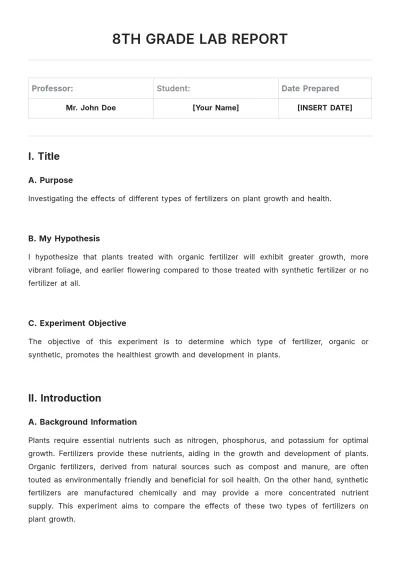 Free 8th Grade Lab Report Template to Edit Online
