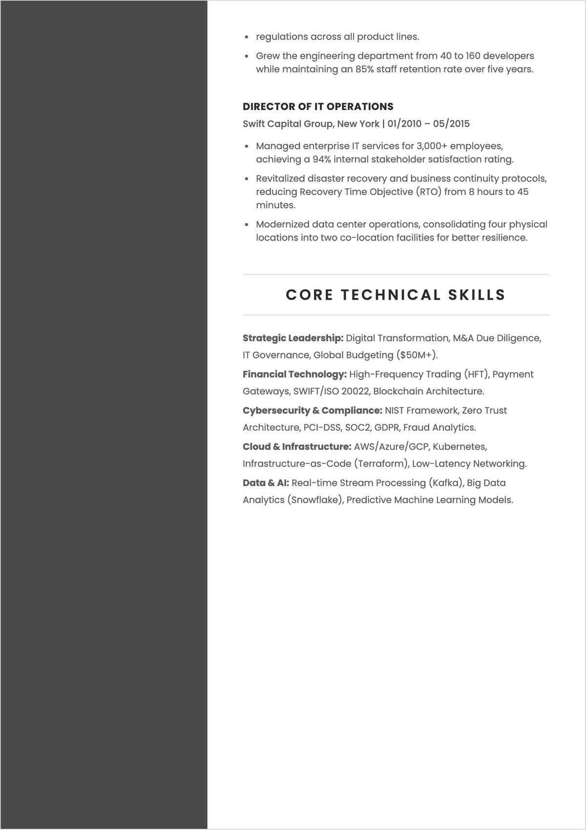Free Information Technology Executive ATS Resume Template