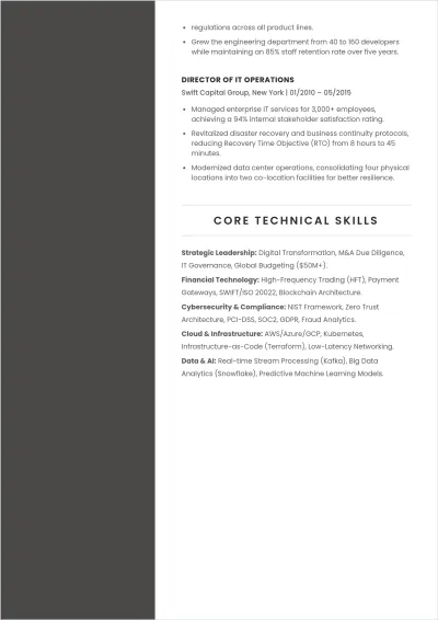 Free Information Technology Executive ATS Resume Template