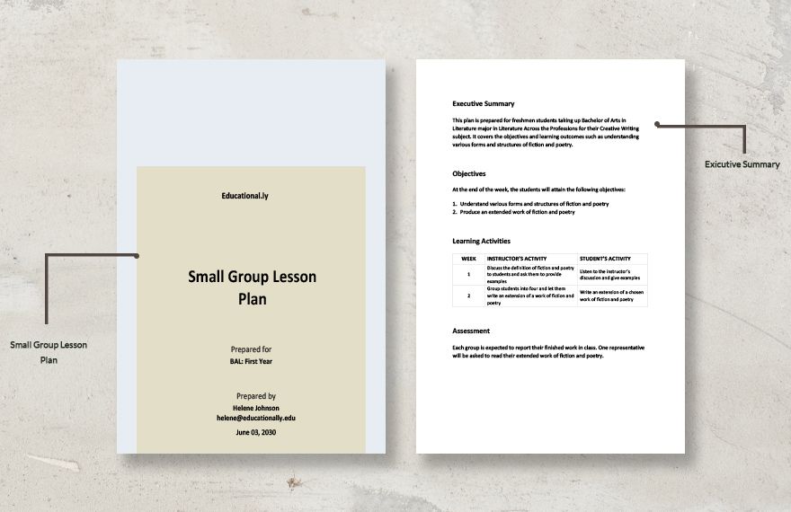 Small Group Lesson Plan Template