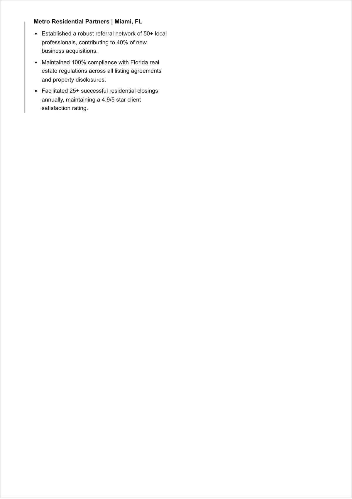 Free Real Estate Sales Executive ATS Resume Template