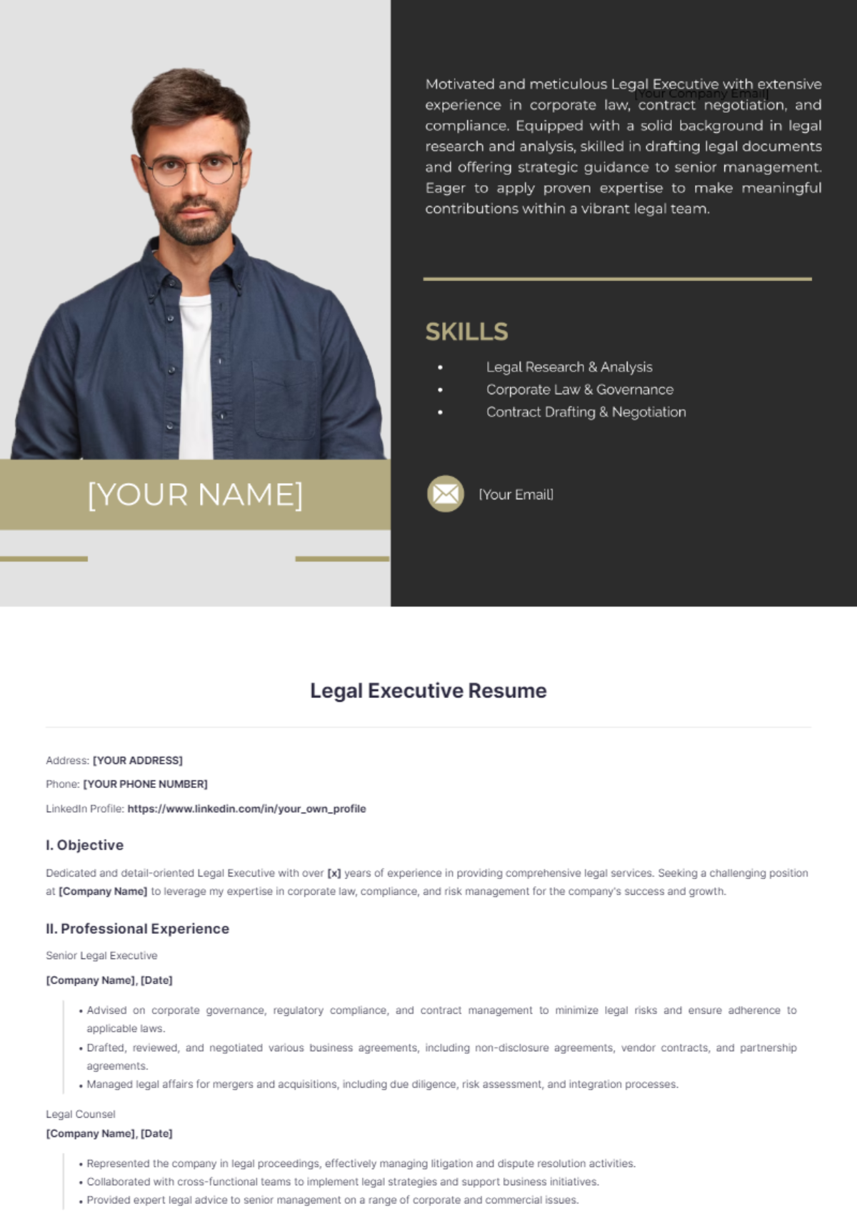 Legal Executive Resume - Edit Online & Download