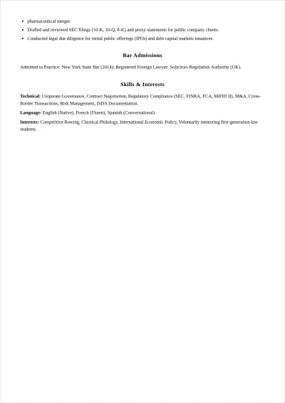 Free Legal Executive ATS Resume Template, AI Resume Builder