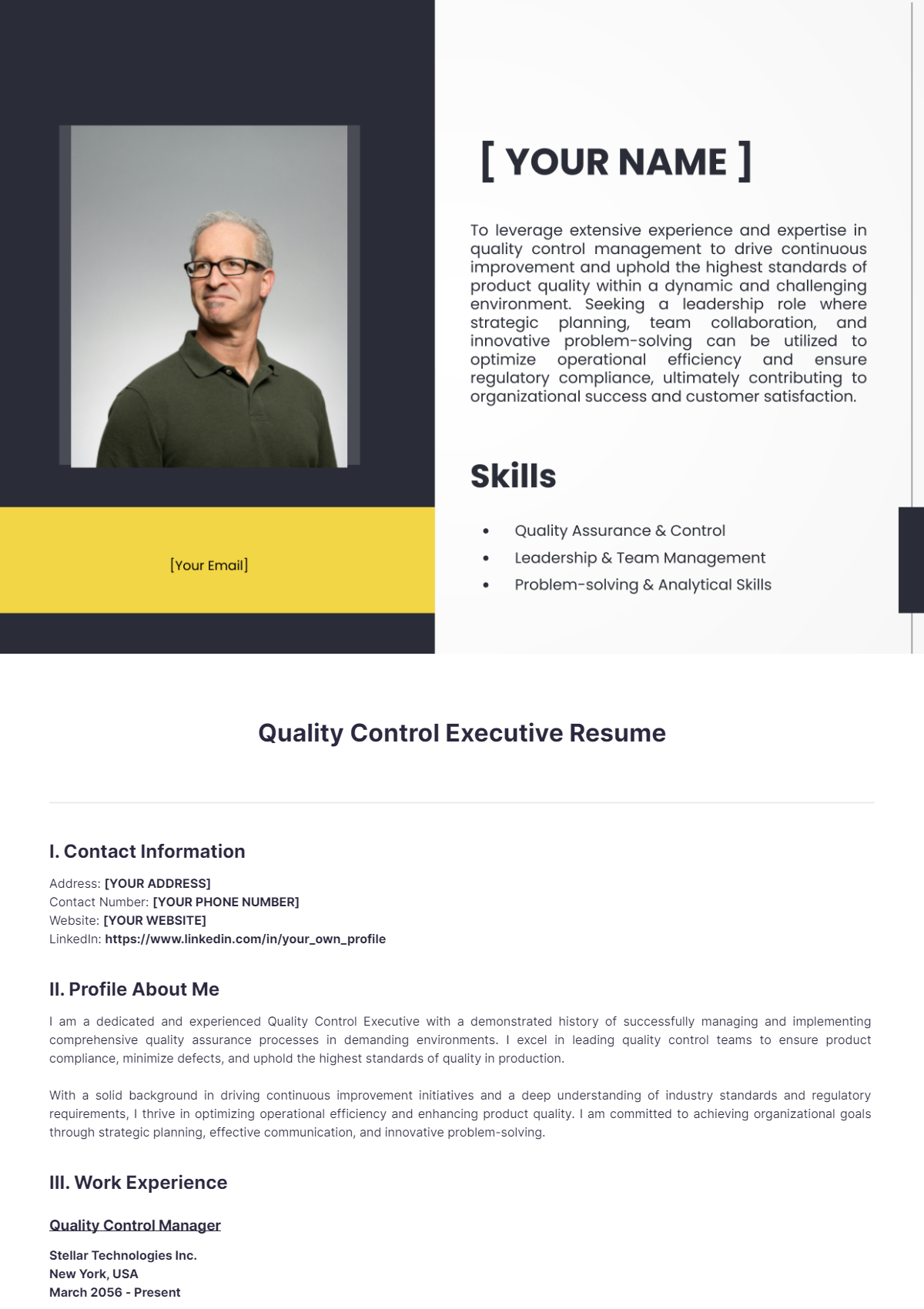 Quality Control Executive Resume - Edit Online & Download