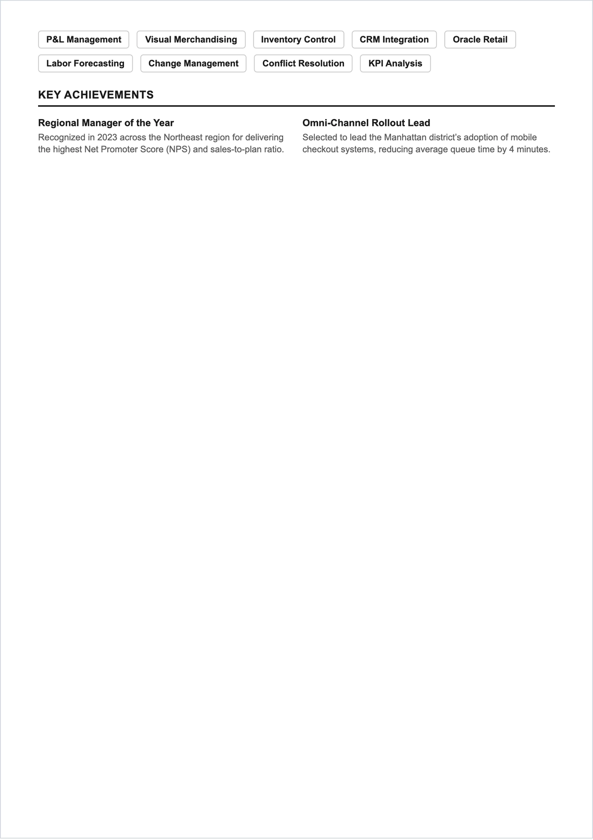 Free Retail Store Manager ATS Resume Template, AI Resume Builder